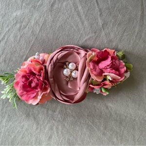 Floral Pink Pearl Accent Hairband - Infant